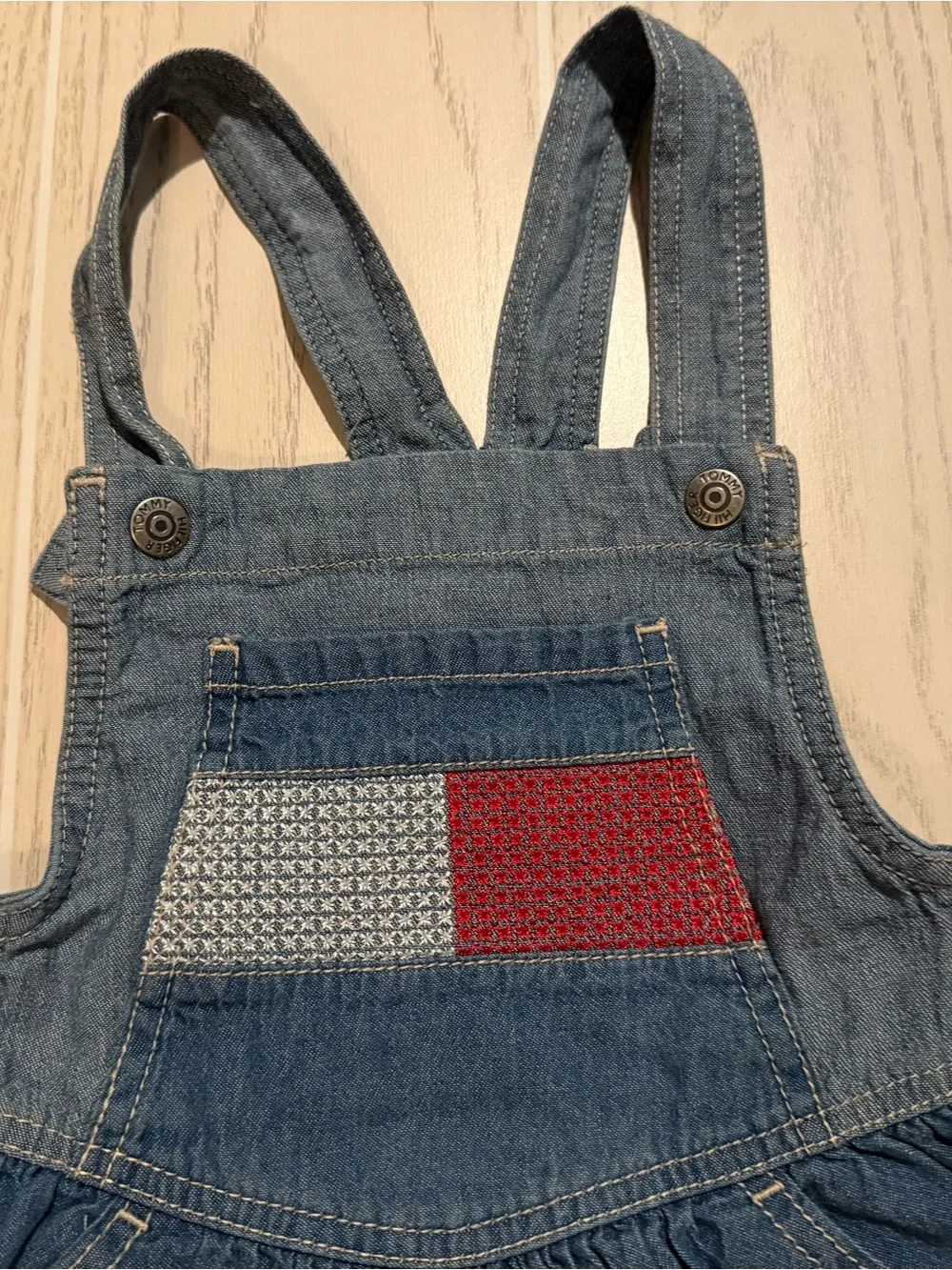 Tommy Hilfiger Girls Patriotic Denim Overall Jumper Dress Size 4